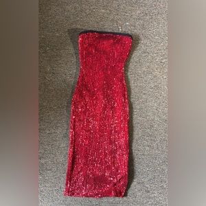 Red Ruby Sequin Tube Bodycon Dress